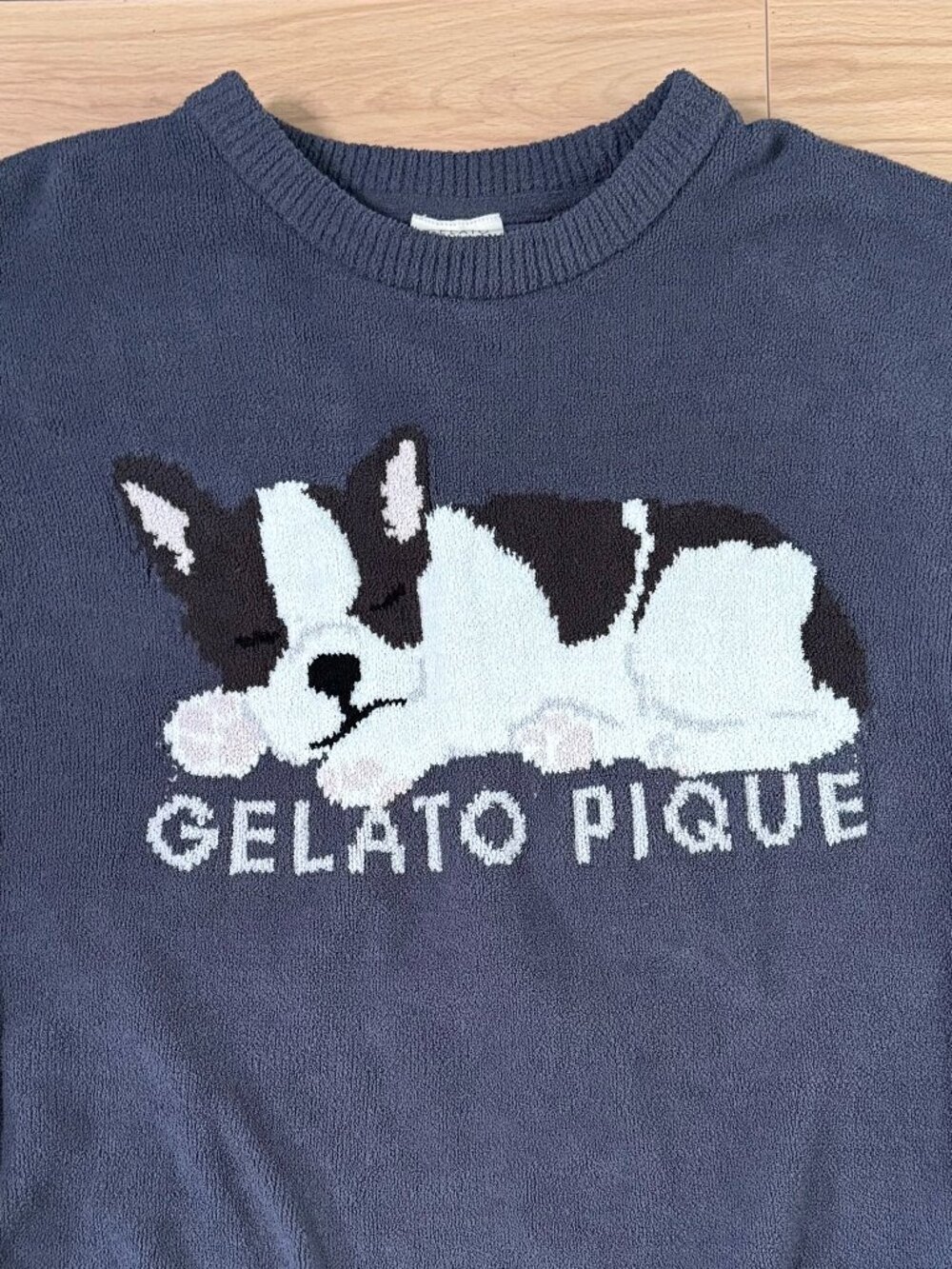 Gelato Pique Sleeping Dog Jacquard Pullover Air Moco Sweater Blue Grey